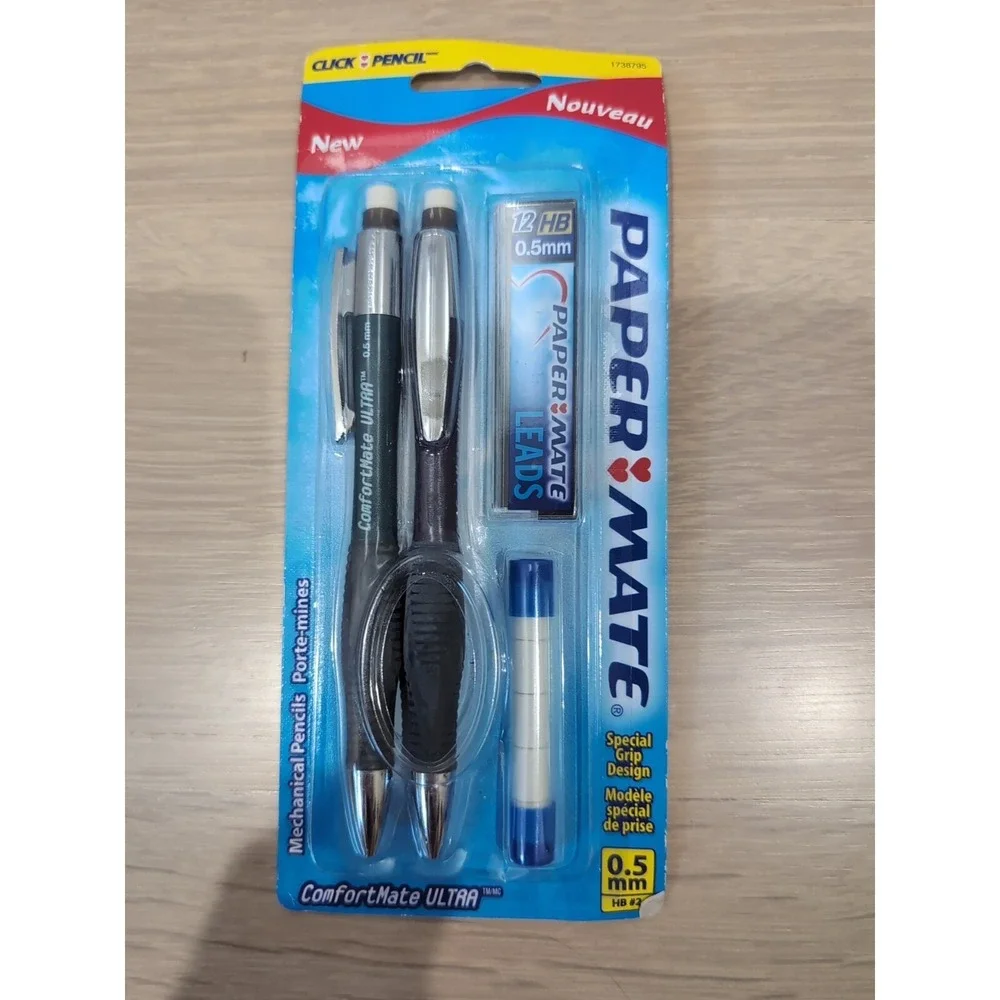 3 Paper Mate Comfortmate Ultra Mechanical 0.5 0.7mm Lead Rubber Grip Pencils Lot